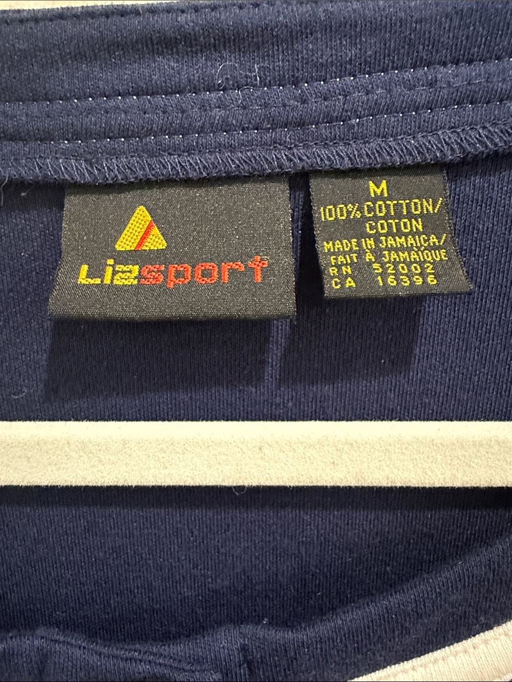 Vintage Liz Claiborne Navy Button-Front cotton cardigan with White Trim - Picture 2 of 4